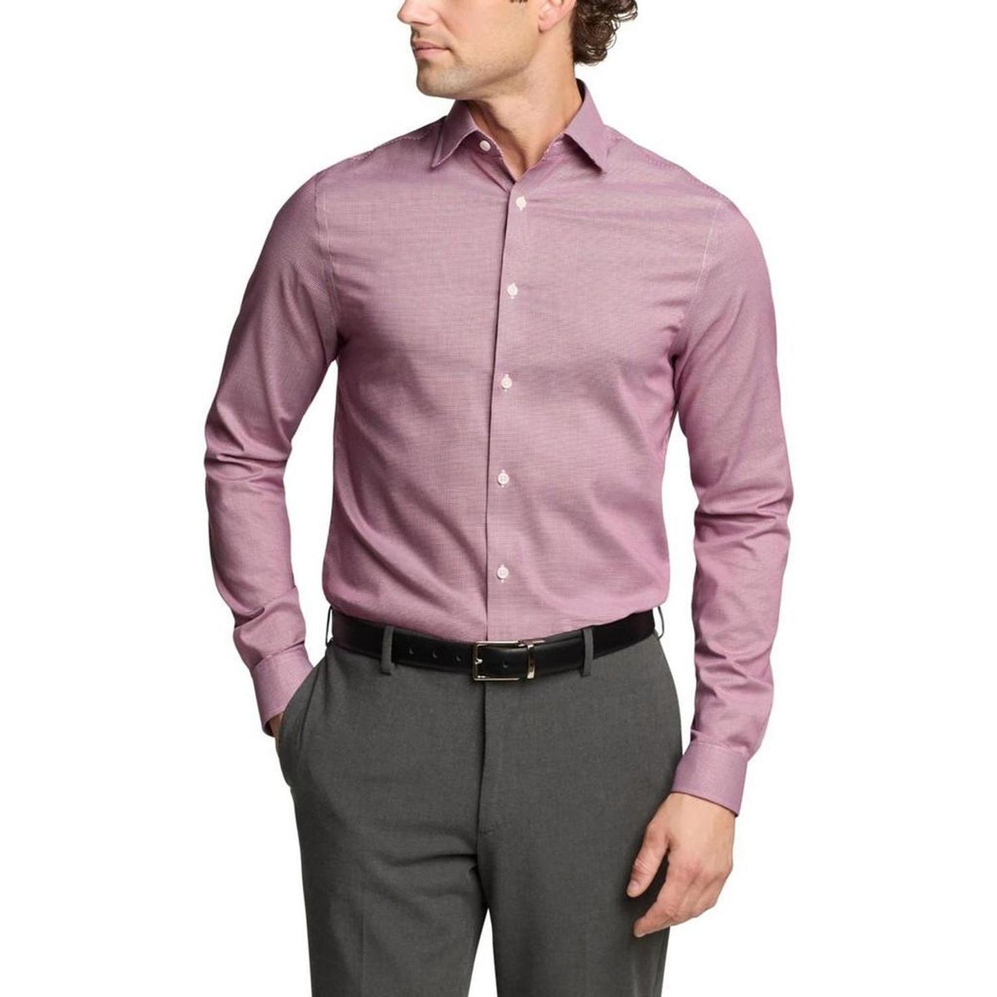 Mens Wrinkle Resistant Cotton Button-Down Shirt