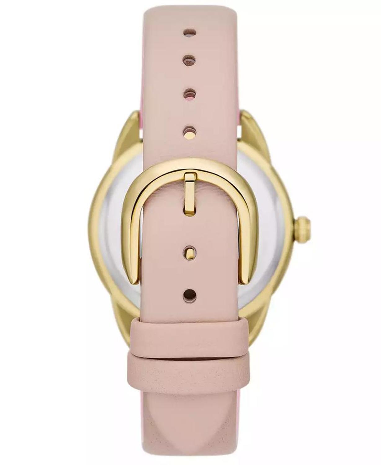 Women's Crosstown Three-hand Gold-Tone Pink Leather Watch 34mm