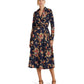 Floral Surplice Crepe Midi Dress