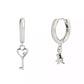 Rhodium Signature Mini Rexy Charm Mismatch Huggies Earrings