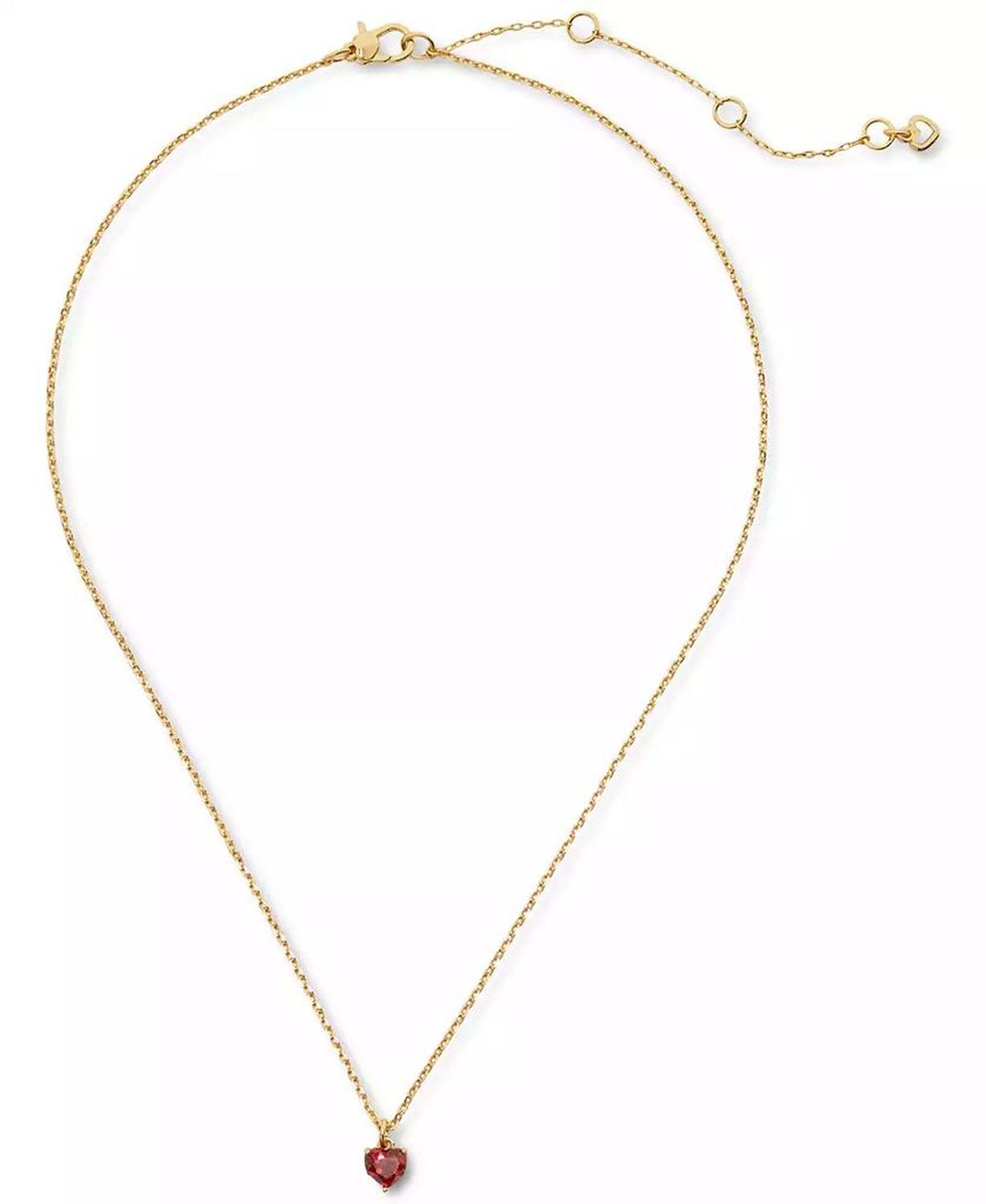 Gold-Tone Stone Heart Pendant Necklace, 16" + 3" extender