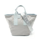 blue  Leather Nylon Canvas Tote Bag