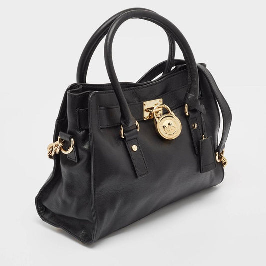 Michael Kors Black Leather Medium Hamilton East West Tote