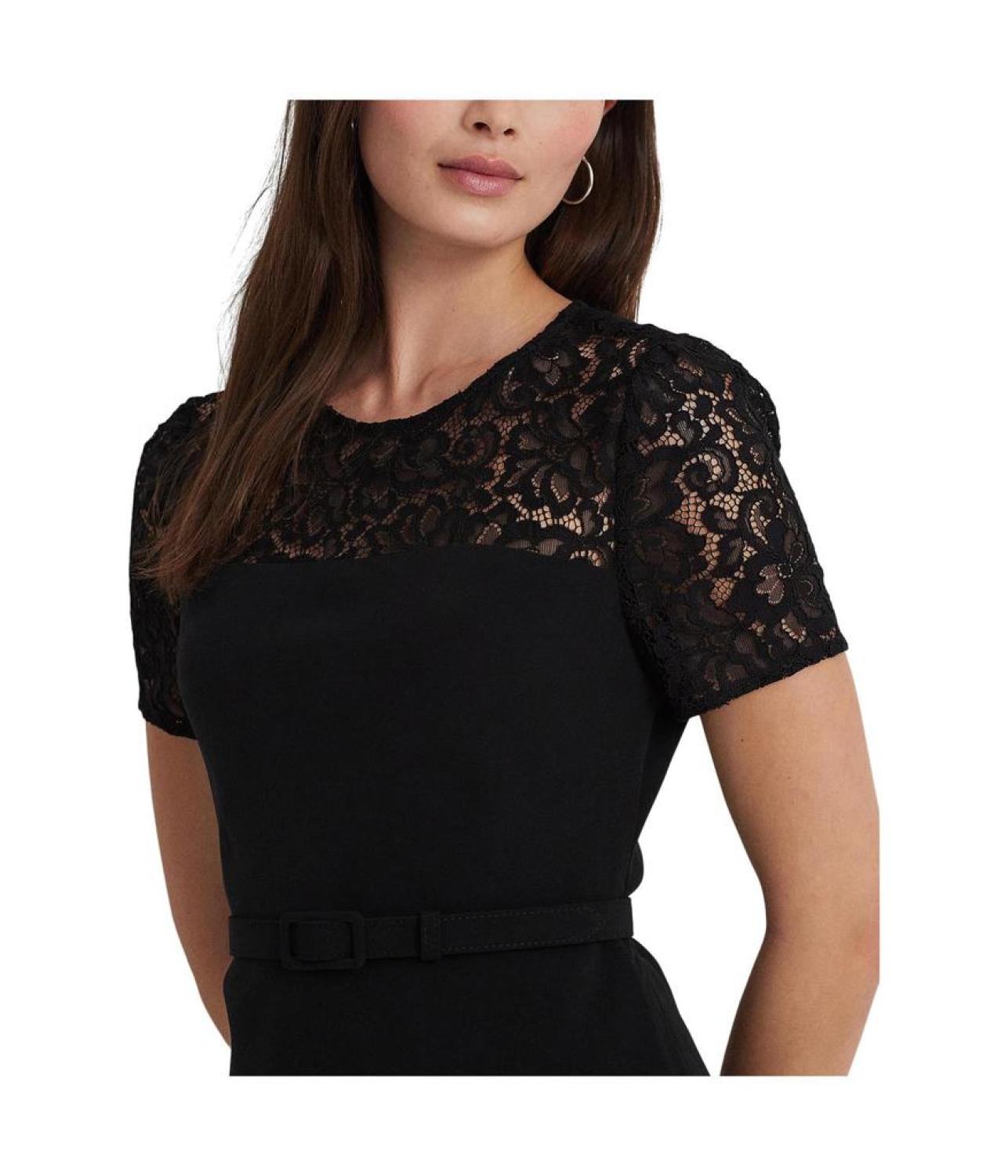 Lace-Trim Georgette Cocktail Dress