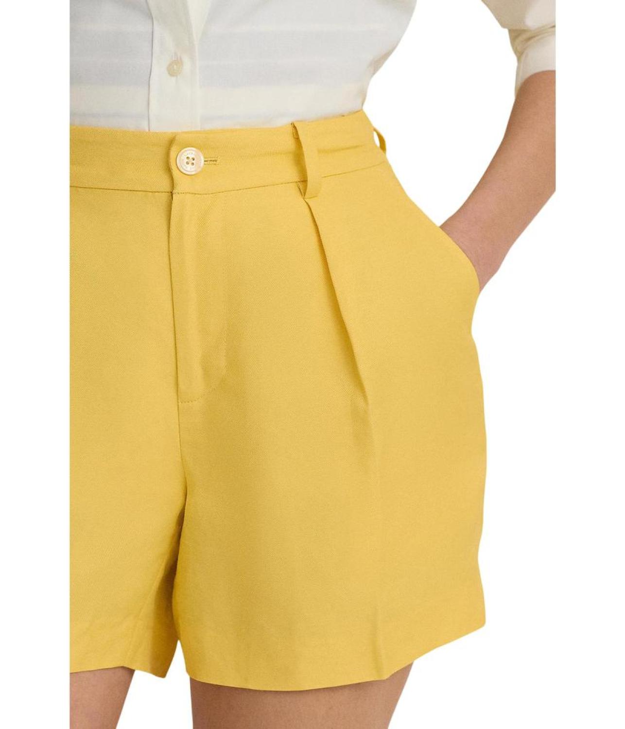 Pleated Linen-Blend Twill Shorts