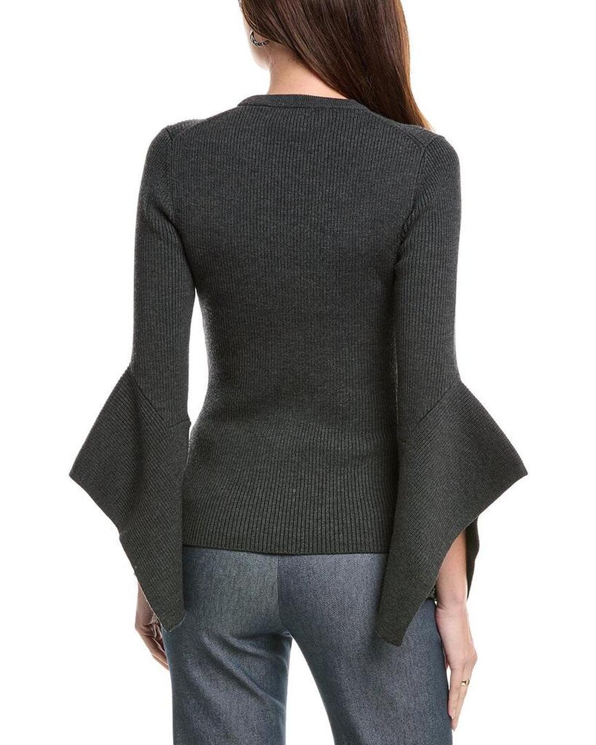 Flare Sleeve Wool-Blend Sweater