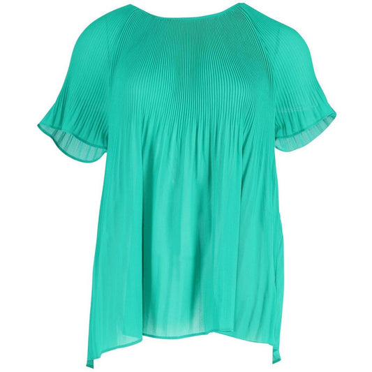 Michael Kors Pleated Georgette Top in Green Polyester