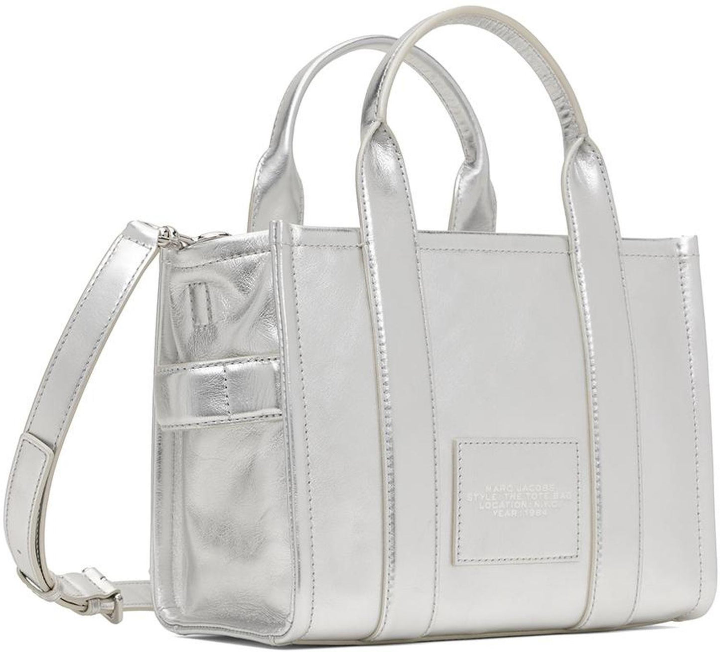 Silver 'The Metallic Leather Small' Tote