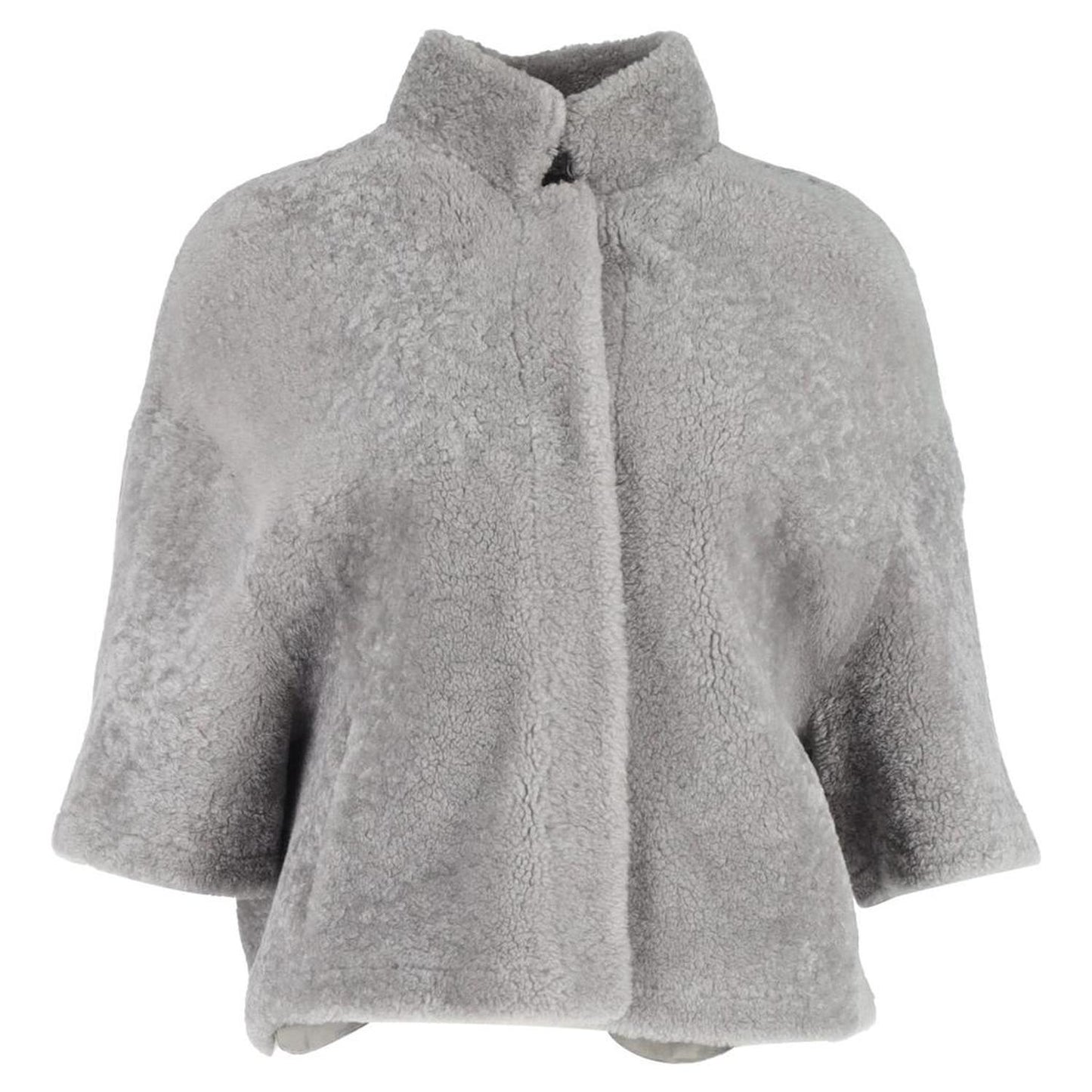 Tebe Teddy Cape in Grey Alpaca Wool