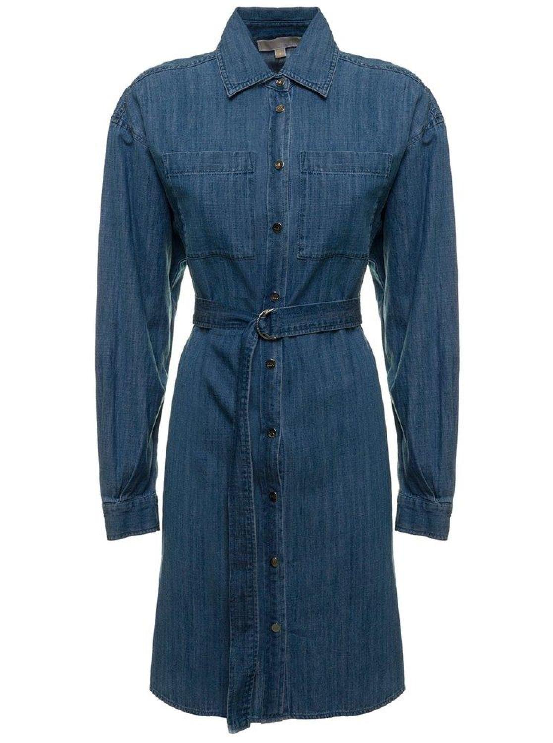 Michael Michael Kors Belted Waist Denim Shirt Dress