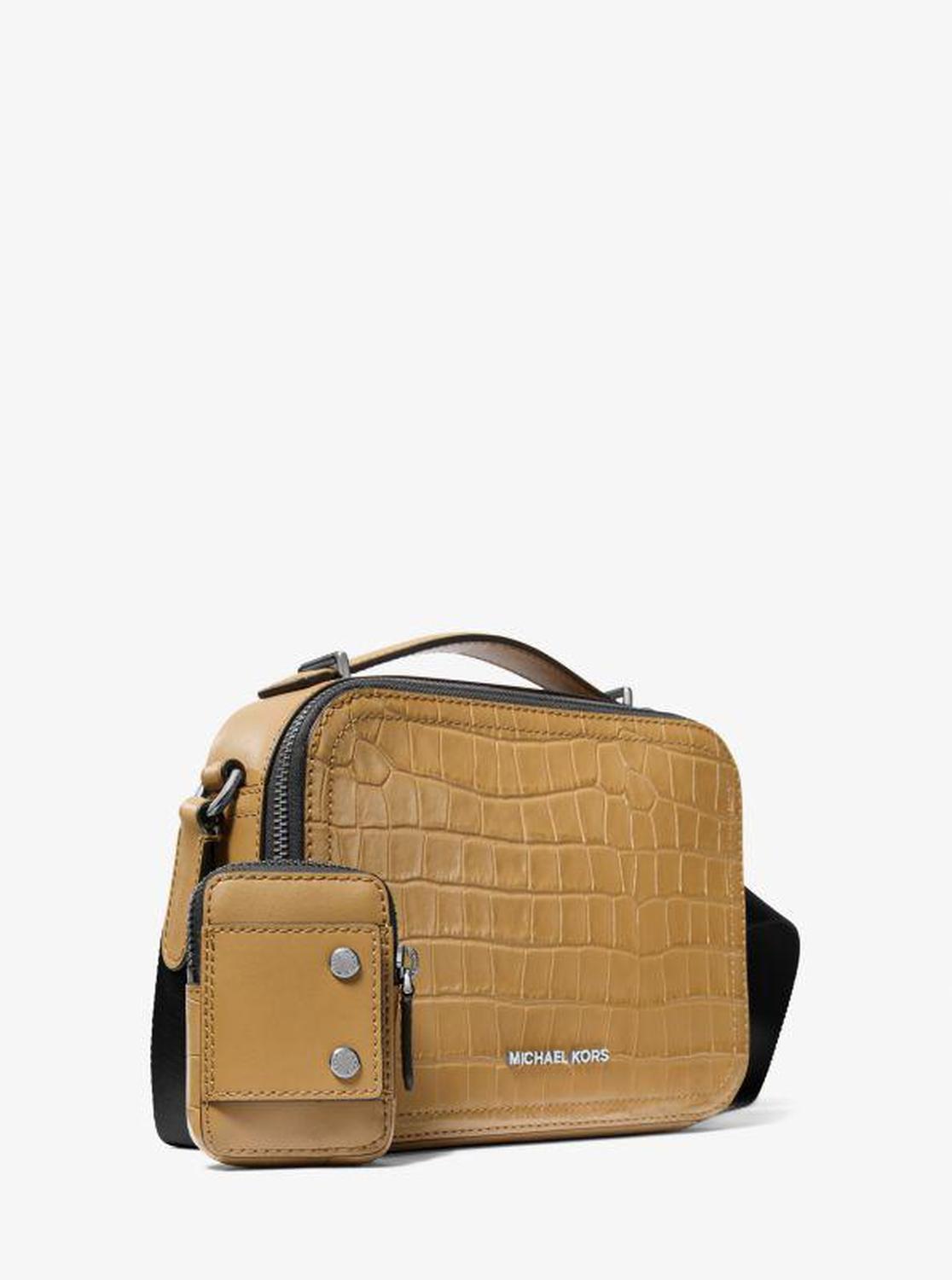 Hudson Crocodile Embossed Leather Crossbody Bag