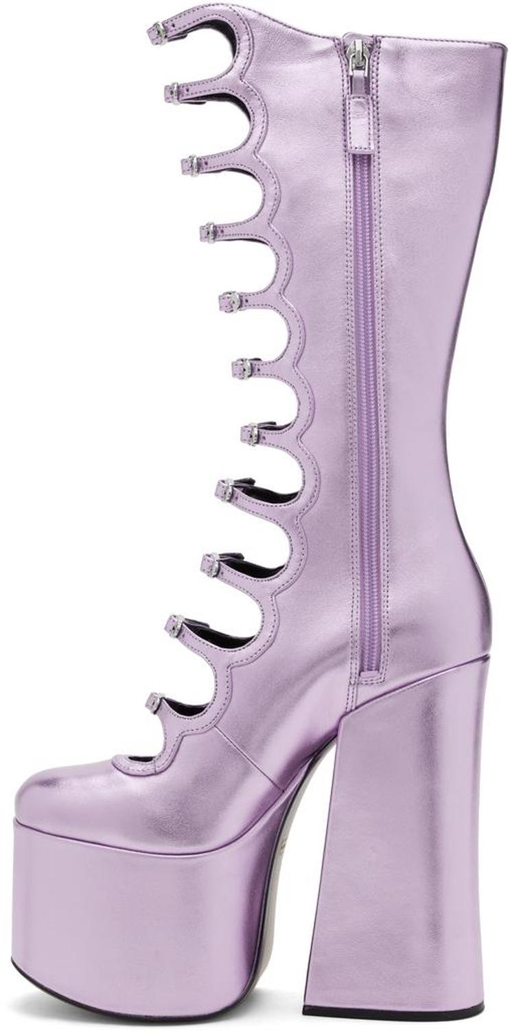 Purple 'The Metallic Kiki' Knee High Boots