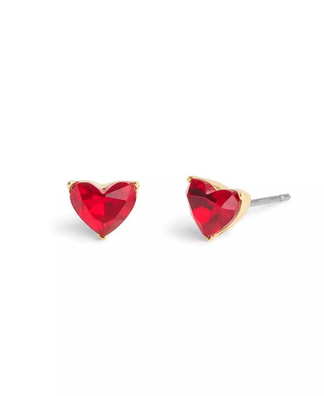 Faux Stone Halo Heart Stud Convertible Earrings