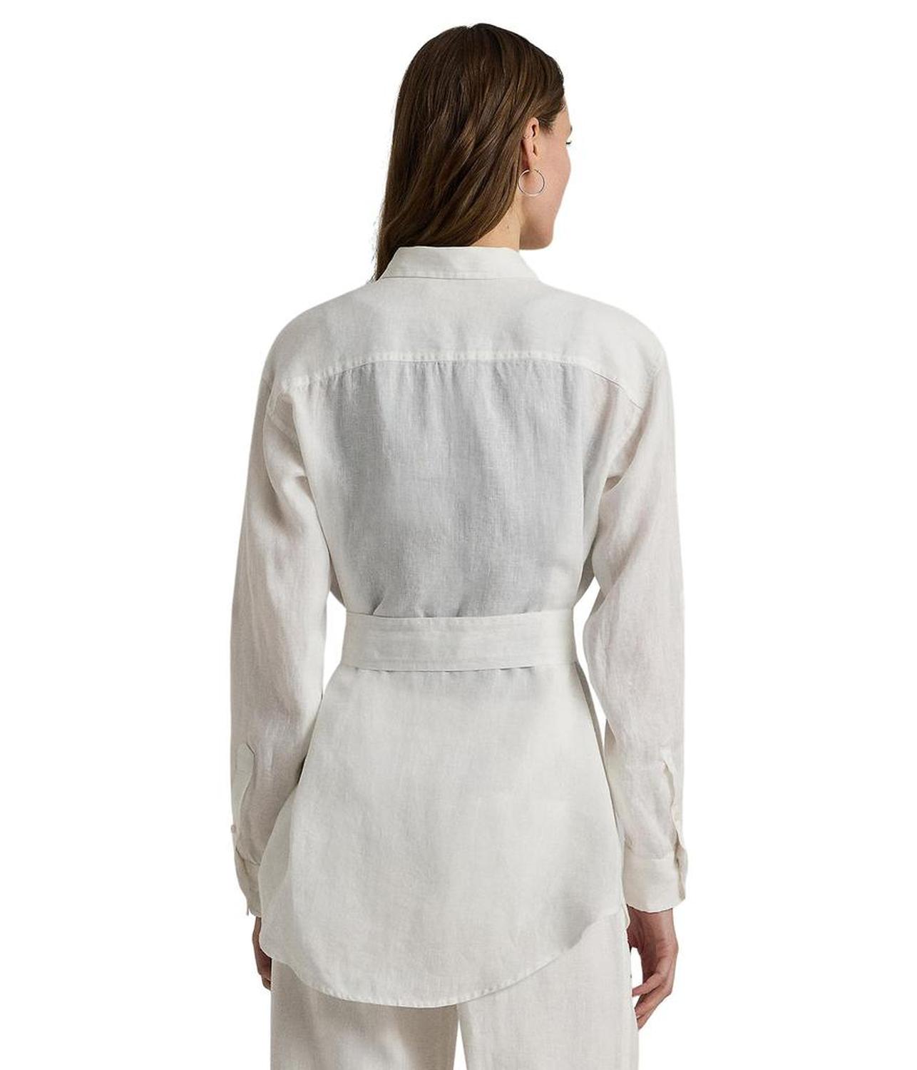 Petite Belted Linen Shirt