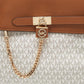 Michael Kors Vanilla/tan Signature Coated Canvas And Leather Hamilton Legacy Belted Tote