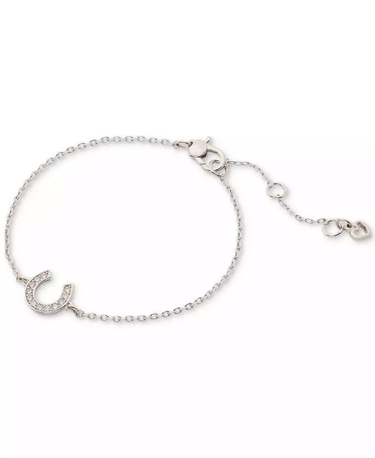 Silver-Tone Cubic Zirconia Pavè Horseshoe Link Bracelet