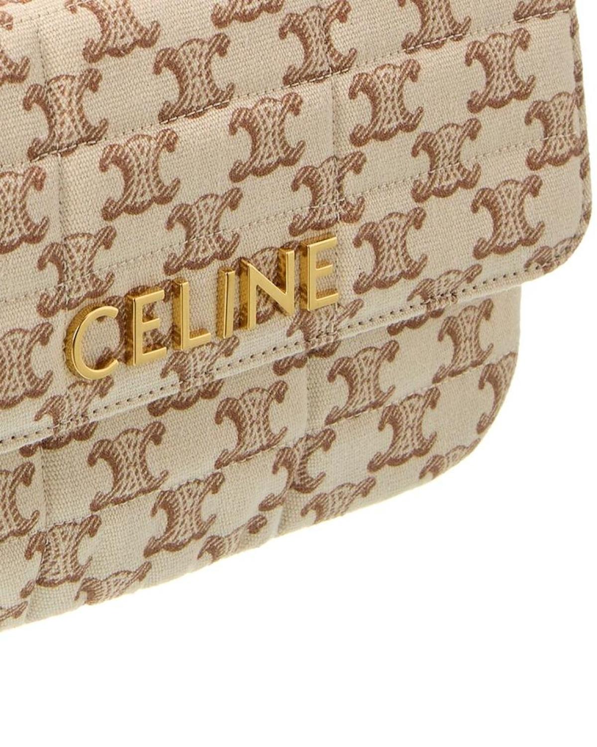 CELINE Monochrome Quilted Triomphe Canvas Shoulder Bag