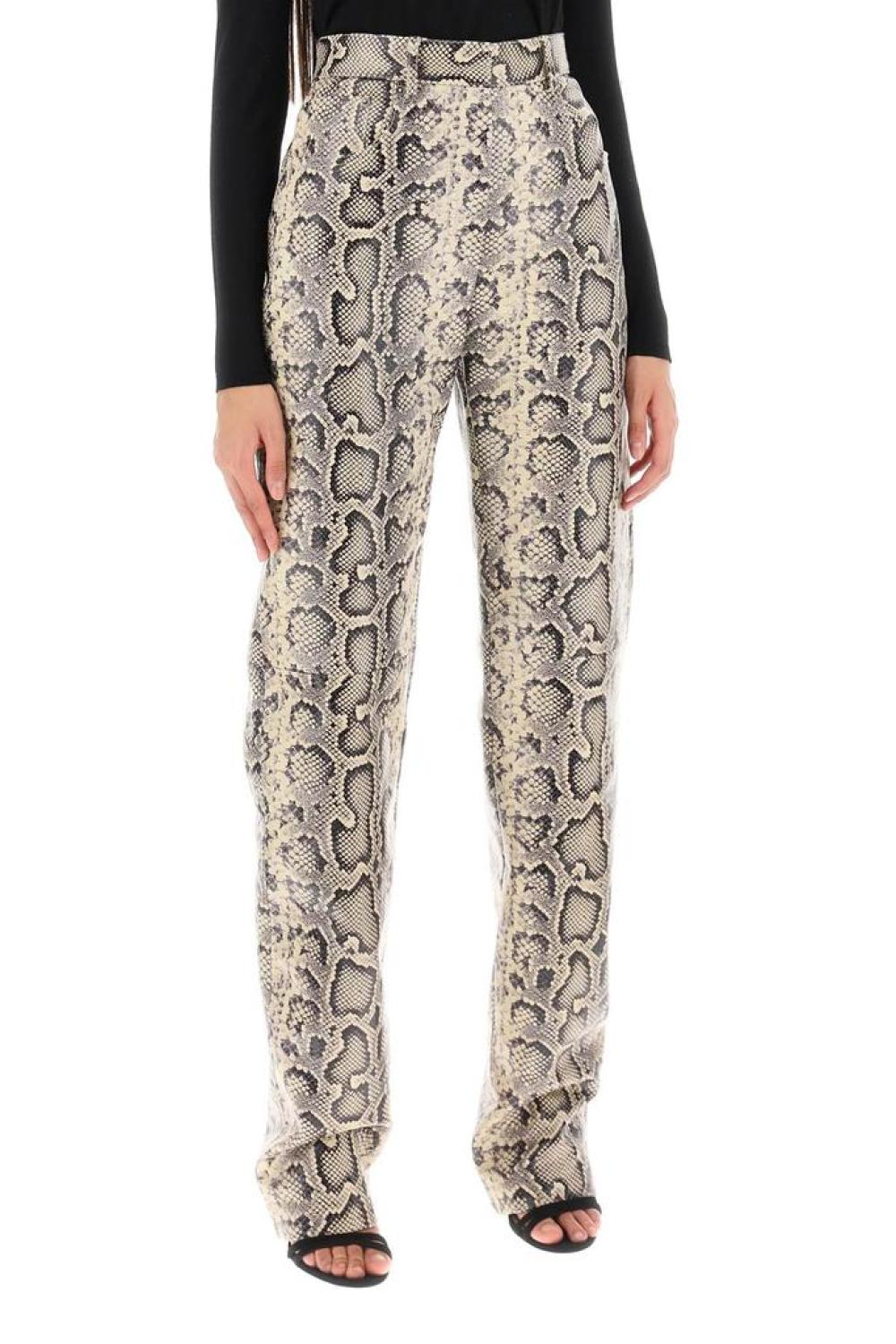 Sportmax Abete Python Print Leather Pants