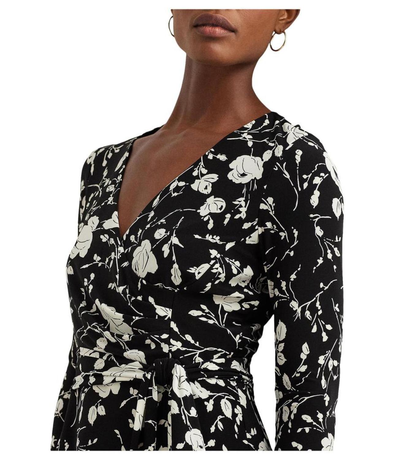 Floral Surplice Jersey Dress