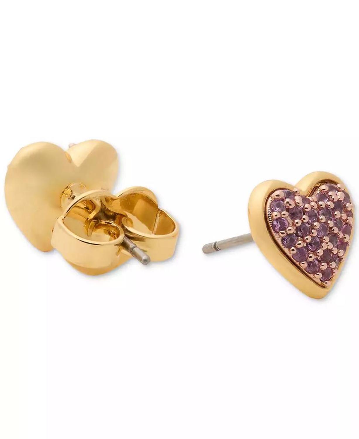 Cubic Zirconia Pavé Heart Stud Earrings