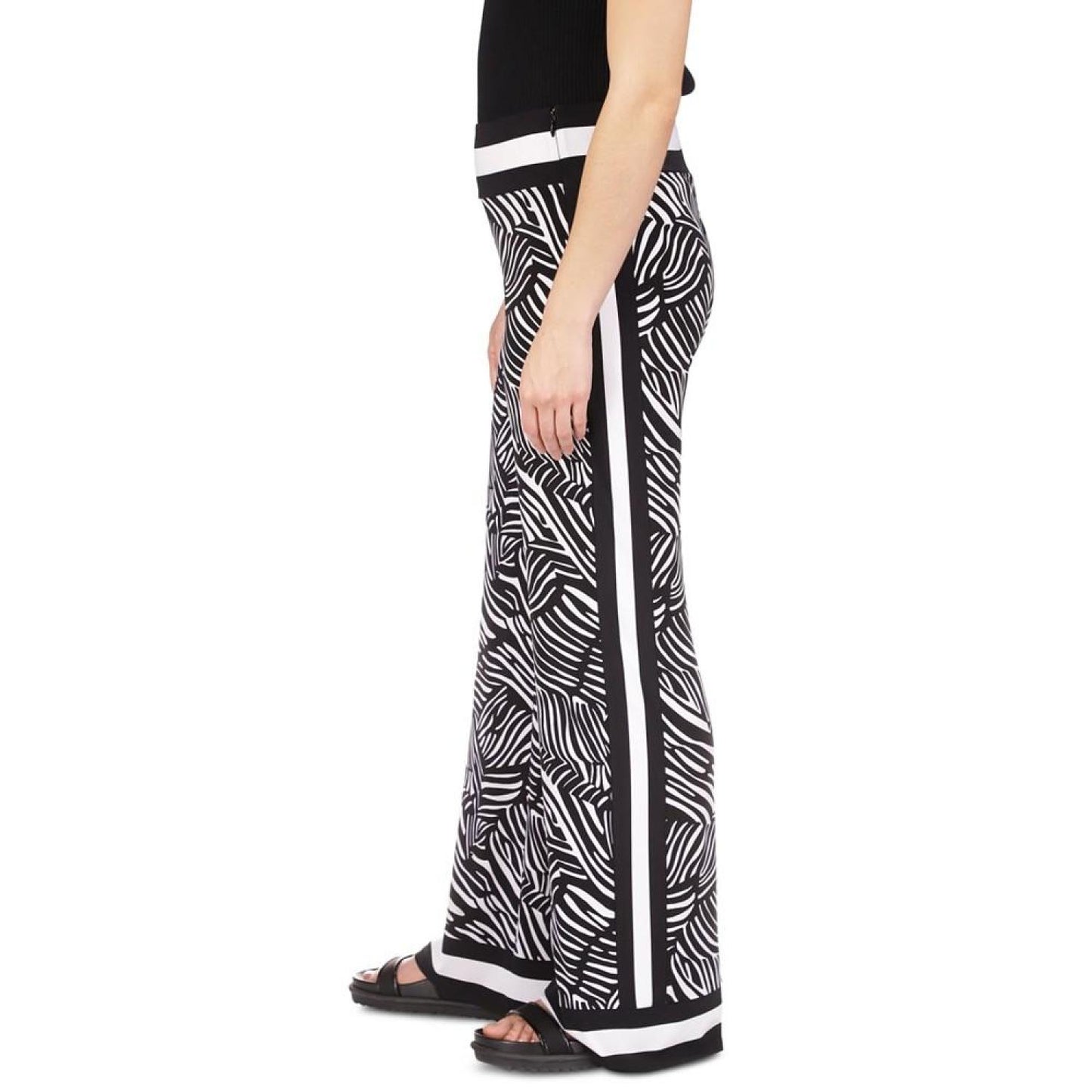 Petite Zebra-Print Border-Hem Wide-Leg Pants