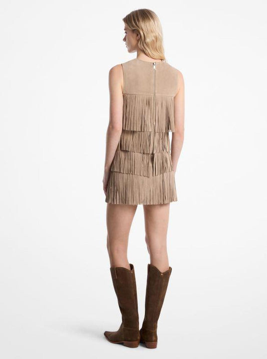 Suede Fringed Mini Dress