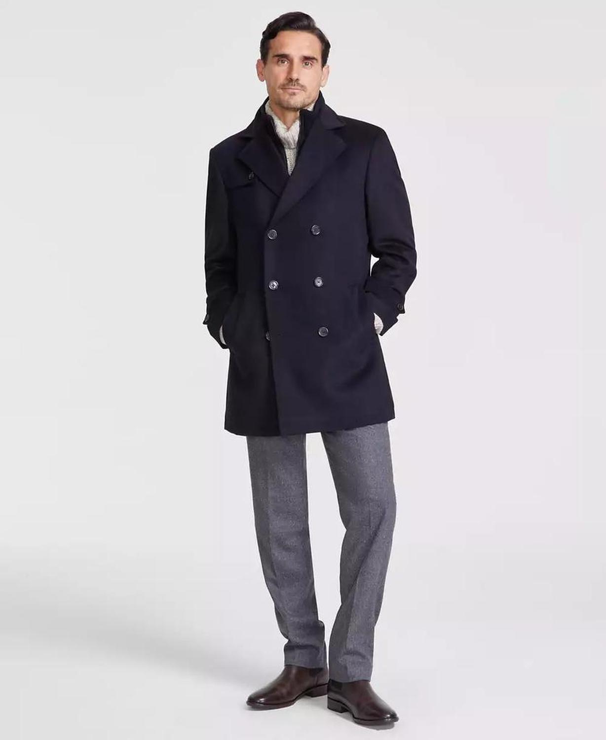 Men's Classic-Fit Wool Blend Solid Overcoat