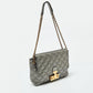 Metallic Quilted Leather Pushlock Flap Shoulder Bag