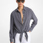 Striped Crepe De Chine Tie-Front Shirt