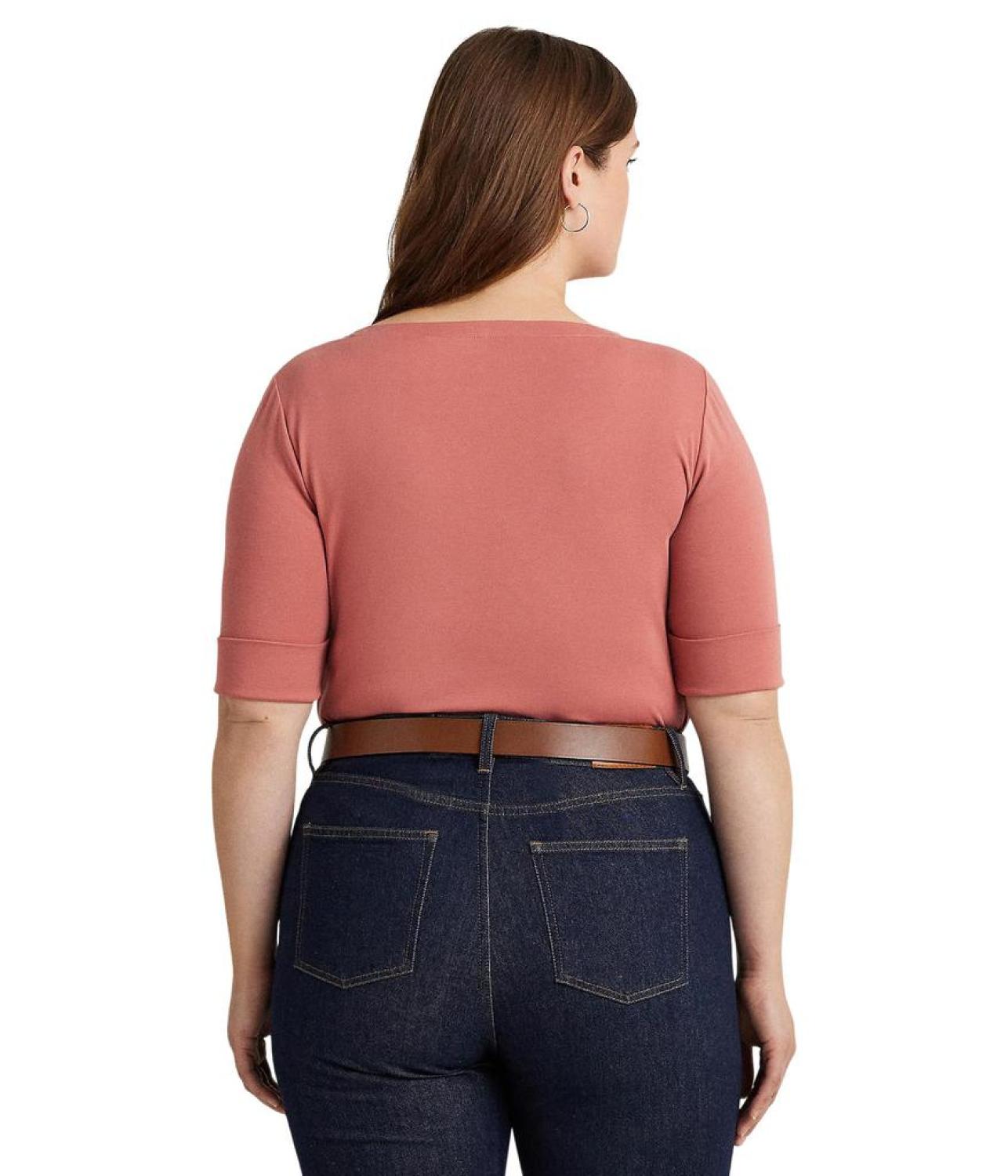 Plus-Size Cotton-Blend Boatneck Top