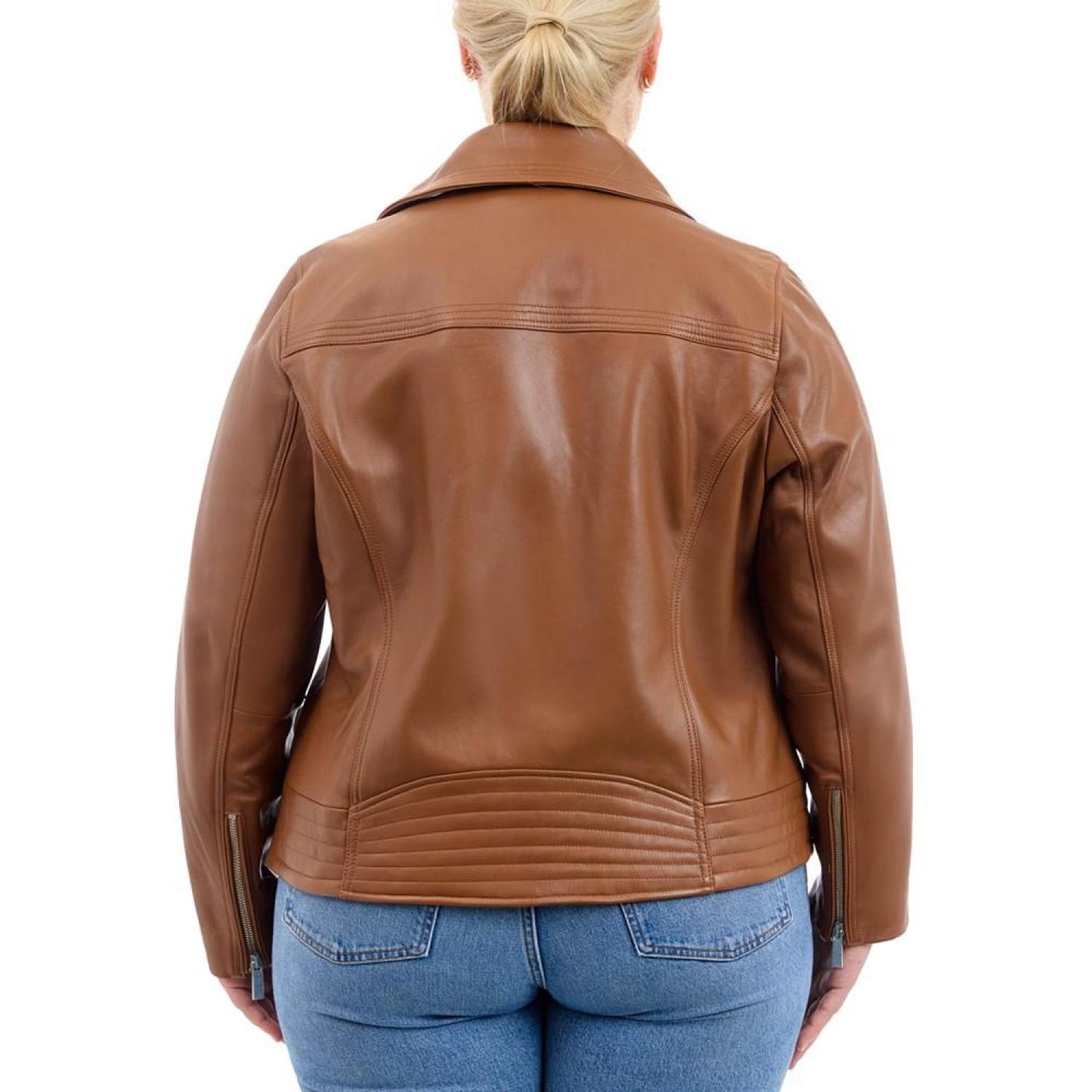 Plus Size Asymmetric Leather Moto Coat