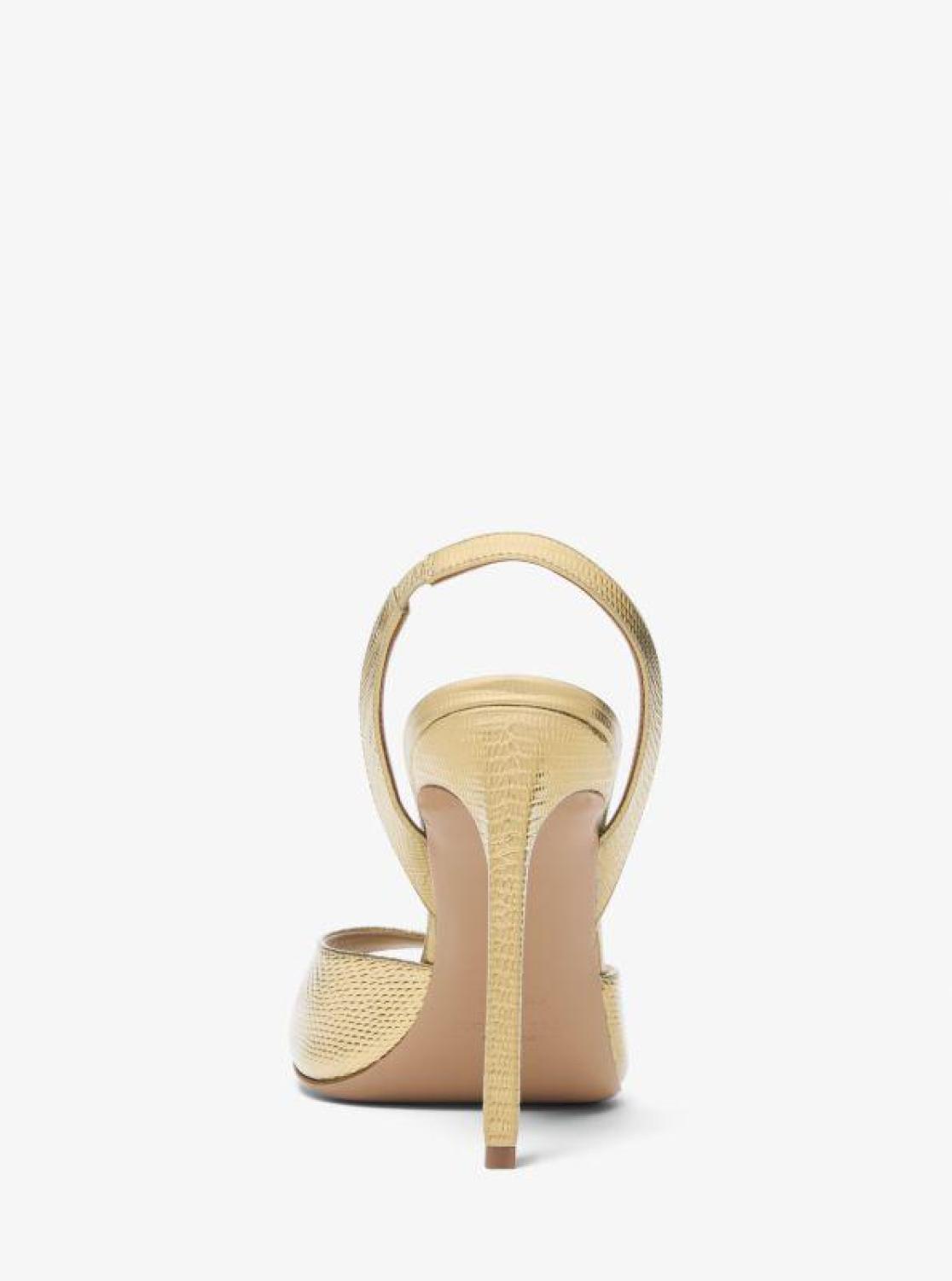 Marisa Metallic Lizard Embossed Leather Sandal