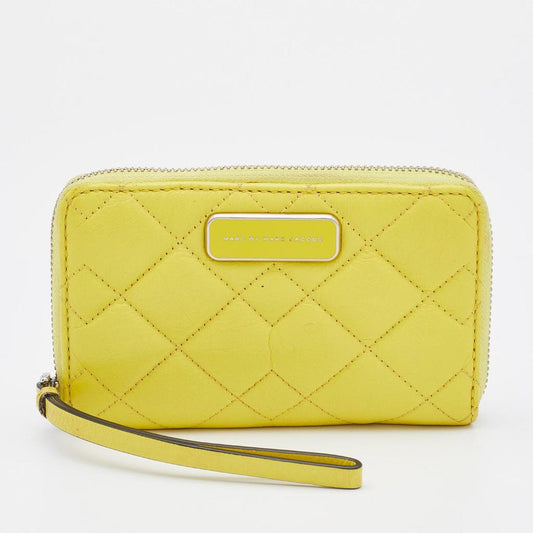 Marc By Marc Jacobs Yellow Quilted Leather Zip Around Wallet