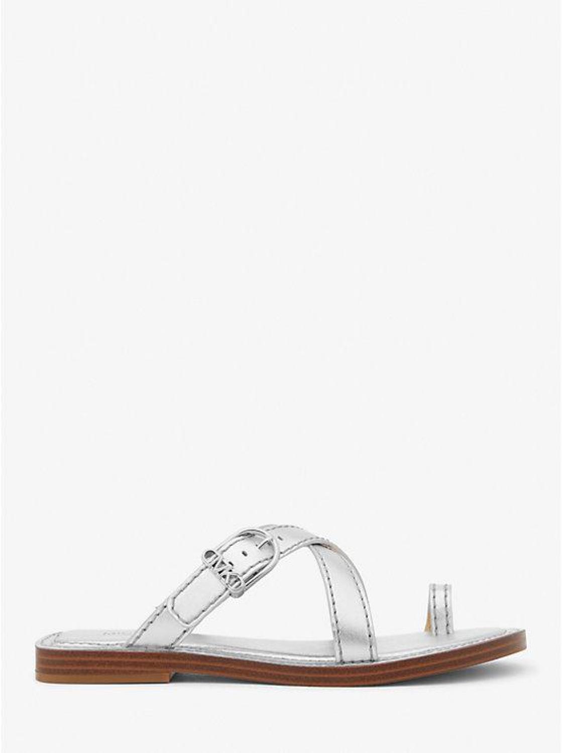 Ashton Metallic Leather Flat Sandal