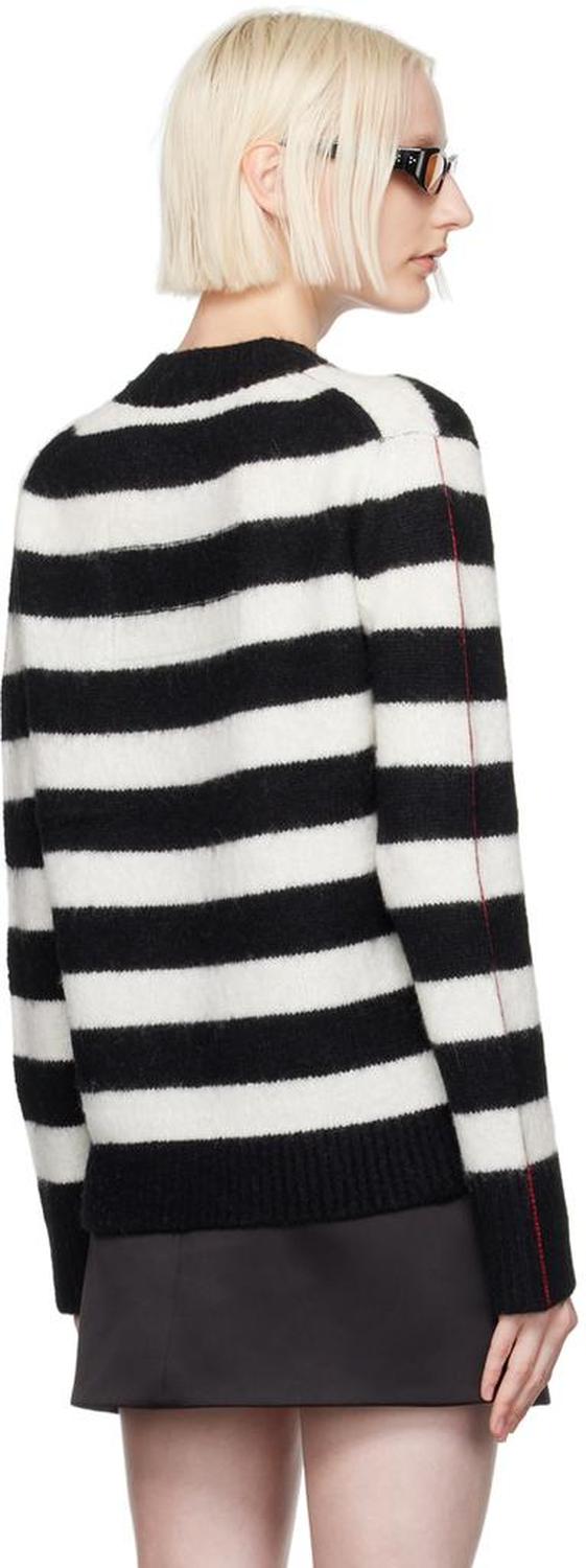 Black & White 'The Striped Brushed Logo' Sweater