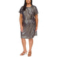 Plus Womens Metallic Foil Print Sheath Dress