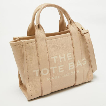 Beige Leather Small The Tote Bag