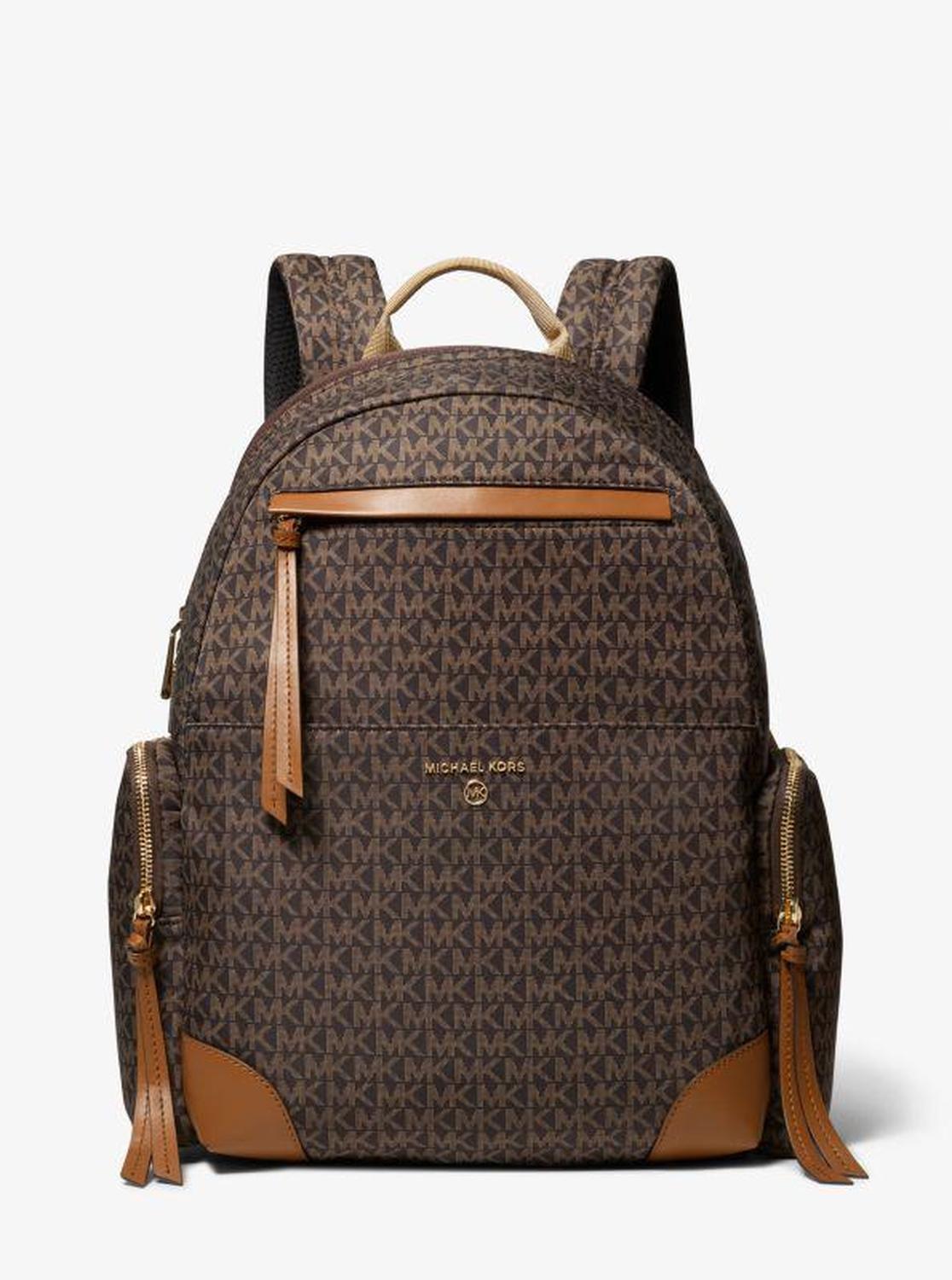 Prescott Large Signature Logo Print Woven Backpack