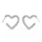 Faux Stone Pave Heart Hoop Earrings