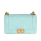 Chanel Light Blue Chevron Lambskin Medium Boy Bag