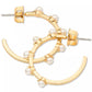 Gold-Tone Hint of Shimmer Imitation Pearl Small Hoop Earrings, 1"