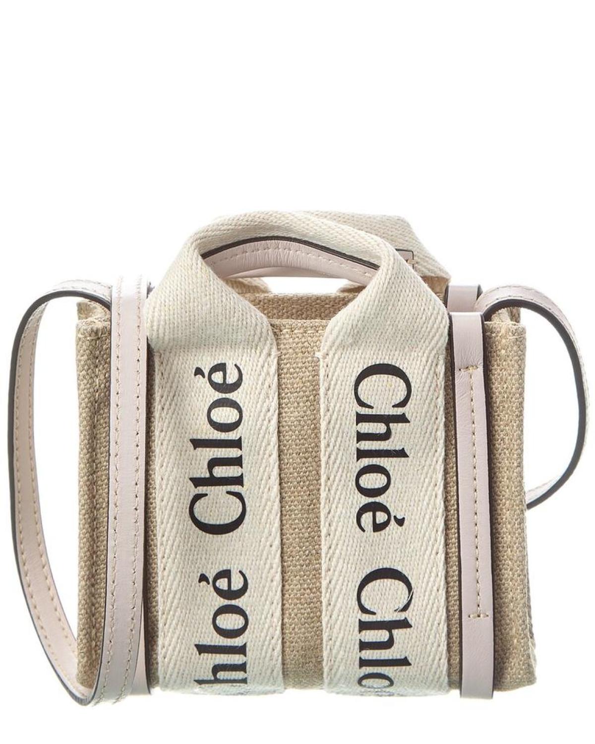 Chloé Woody Nano Canvas & Leather Tote