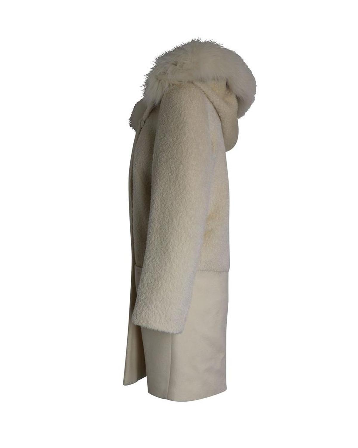 Max Mara Vicky Double-Breasted Coat in White Alpaca Blend