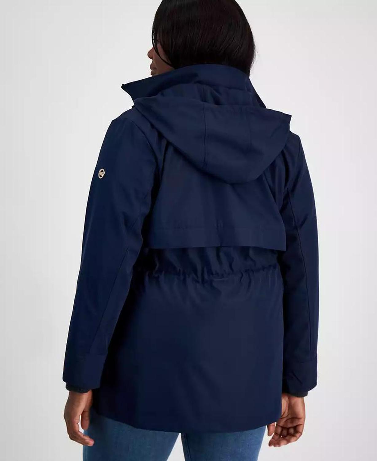 Plus Size Hooded Water-Resistant Anorak Coat