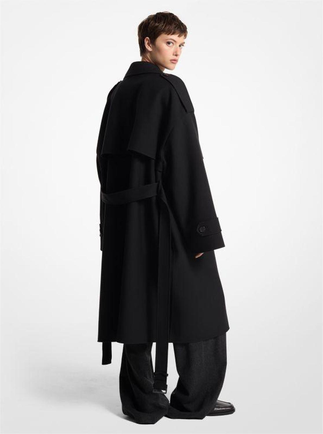 Double Faced Wool Blend Gabardine Trench Coat