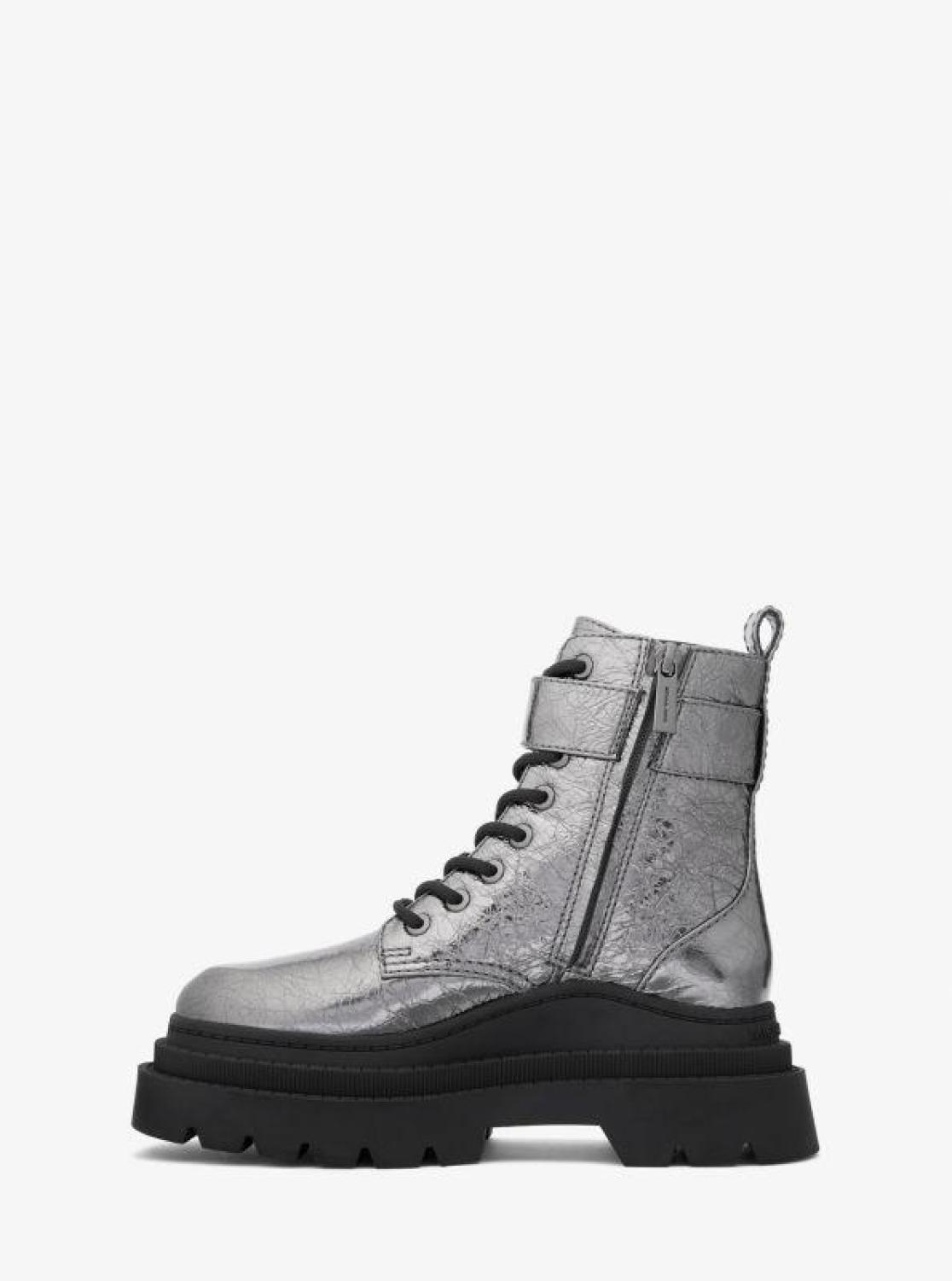 Colby Crackled Metallic Leather Combat Boot