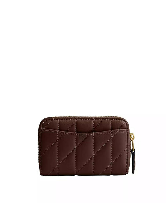 Quilted Pillow Leather Small Zip Around Wallet