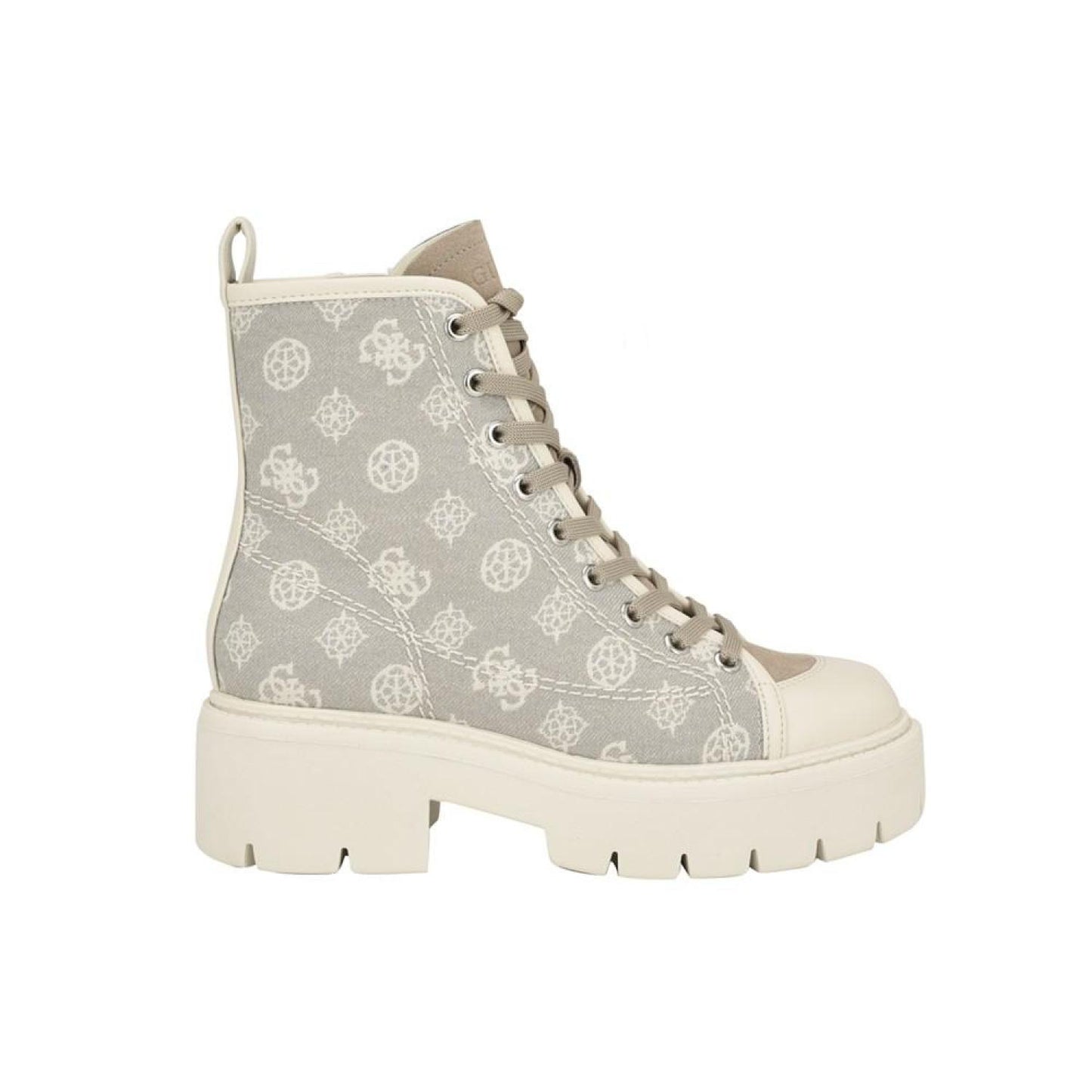 Women's Shutter Lace-Up Logo Pattern Combat Boots