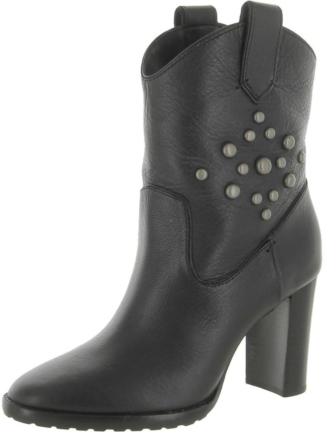 Micah Womens Leather Studded Ankle Boots