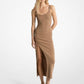 Stretch Wool Blend Ruched Tank Dress